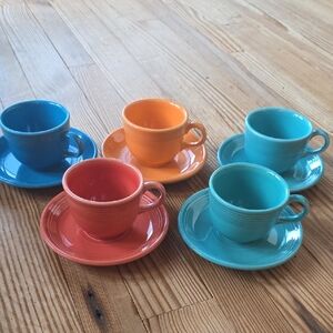 5 Colorful Fiestaware Fiesta Ware Cup & Saucer Sets